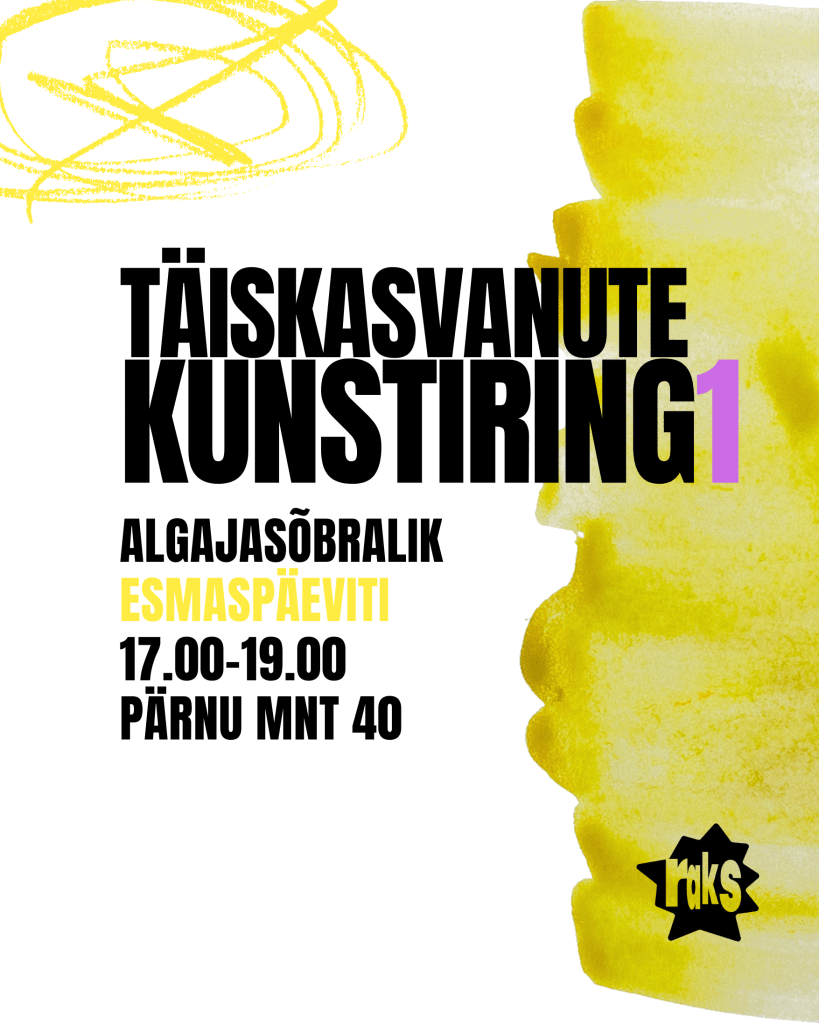 Täiskasvanute kunstiring:
esmaspäeviti 1.grupp
teisipäeviti 2.grupp
kolmapäeviti 3.grupp
Kell 17-19.00
Pärnu mnt 40, Tallinn